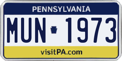 PA license plate MUN1973