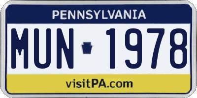 PA license plate MUN1978