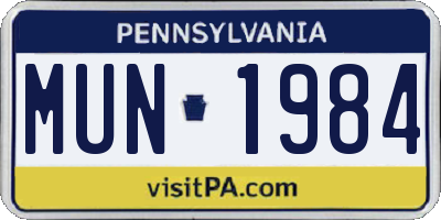 PA license plate MUN1984