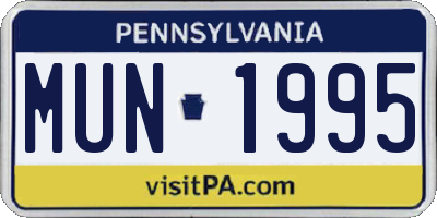 PA license plate MUN1995
