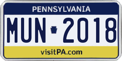 PA license plate MUN2018