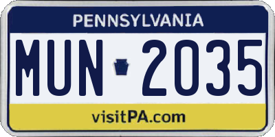 PA license plate MUN2035