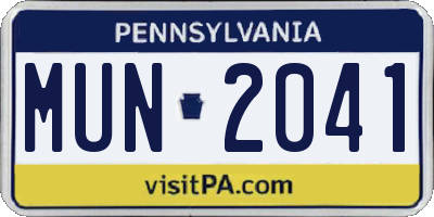 PA license plate MUN2041