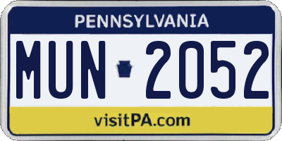 PA license plate MUN2052