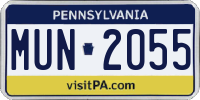 PA license plate MUN2055
