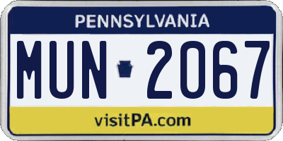 PA license plate MUN2067