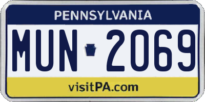 PA license plate MUN2069