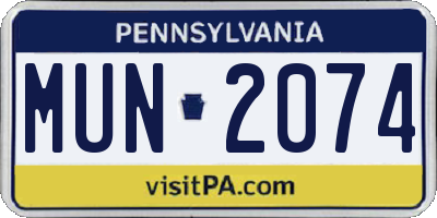 PA license plate MUN2074