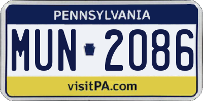 PA license plate MUN2086