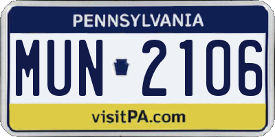 PA license plate MUN2106