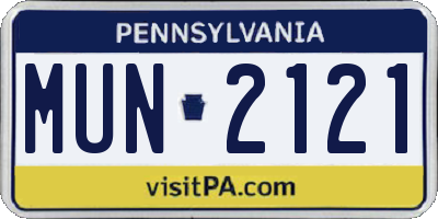 PA license plate MUN2121