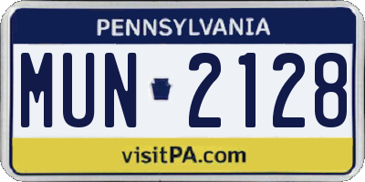 PA license plate MUN2128
