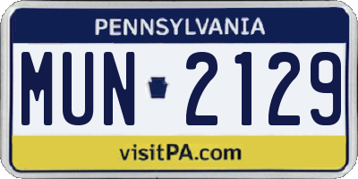 PA license plate MUN2129
