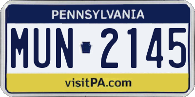 PA license plate MUN2145