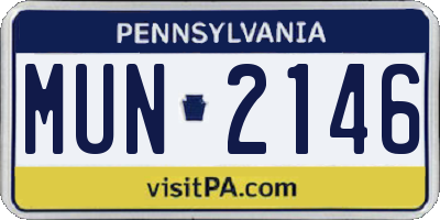 PA license plate MUN2146