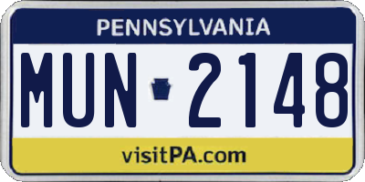 PA license plate MUN2148