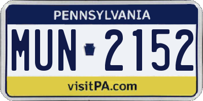 PA license plate MUN2152