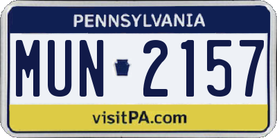 PA license plate MUN2157
