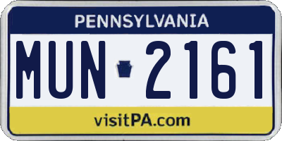 PA license plate MUN2161