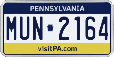 PA license plate MUN2164