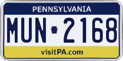 PA license plate MUN2168
