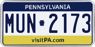 PA license plate MUN2173