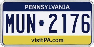 PA license plate MUN2176