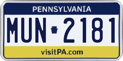 PA license plate MUN2181