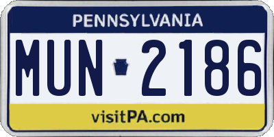 PA license plate MUN2186
