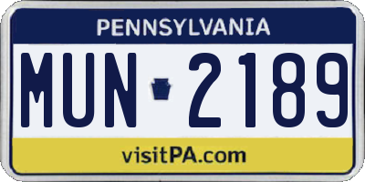 PA license plate MUN2189