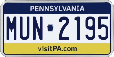 PA license plate MUN2195