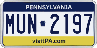 PA license plate MUN2197