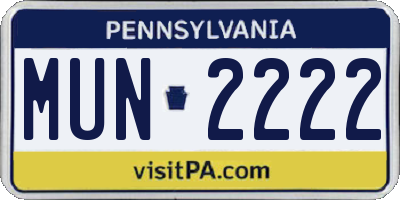 PA license plate MUN2222