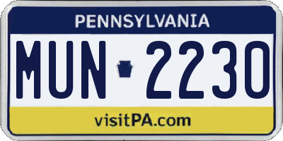PA license plate MUN2230
