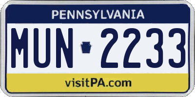 PA license plate MUN2233