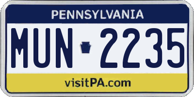 PA license plate MUN2235