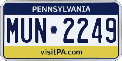 PA license plate MUN2249