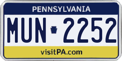 PA license plate MUN2252