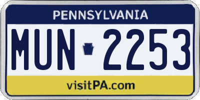 PA license plate MUN2253
