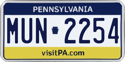 PA license plate MUN2254
