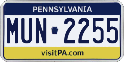 PA license plate MUN2255