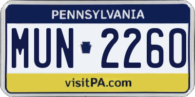 PA license plate MUN2260