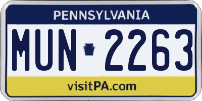 PA license plate MUN2263