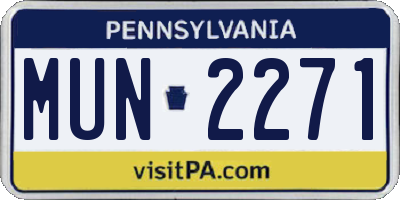 PA license plate MUN2271