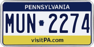 PA license plate MUN2274
