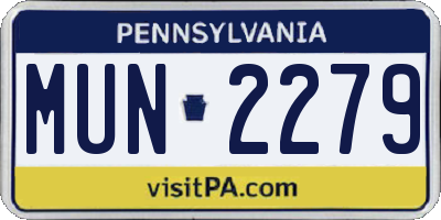 PA license plate MUN2279