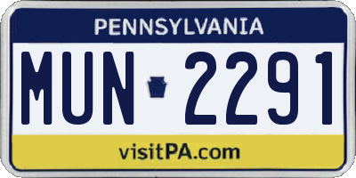 PA license plate MUN2291