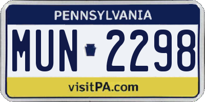 PA license plate MUN2298