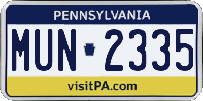 PA license plate MUN2335