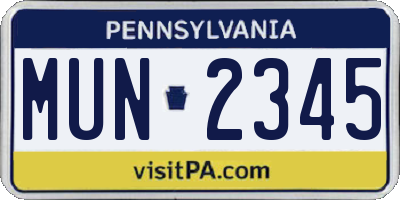PA license plate MUN2345